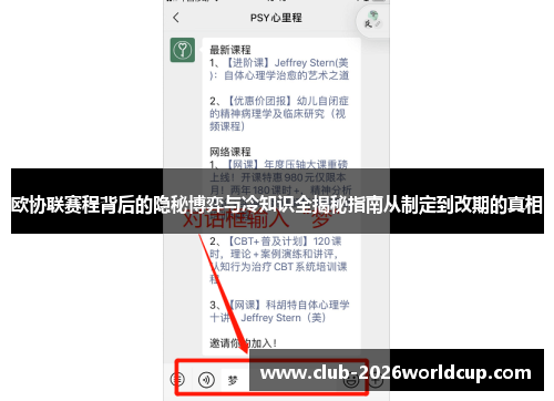 欧协联赛程背后的隐秘博弈与冷知识全揭秘指南从制定到改期的真相